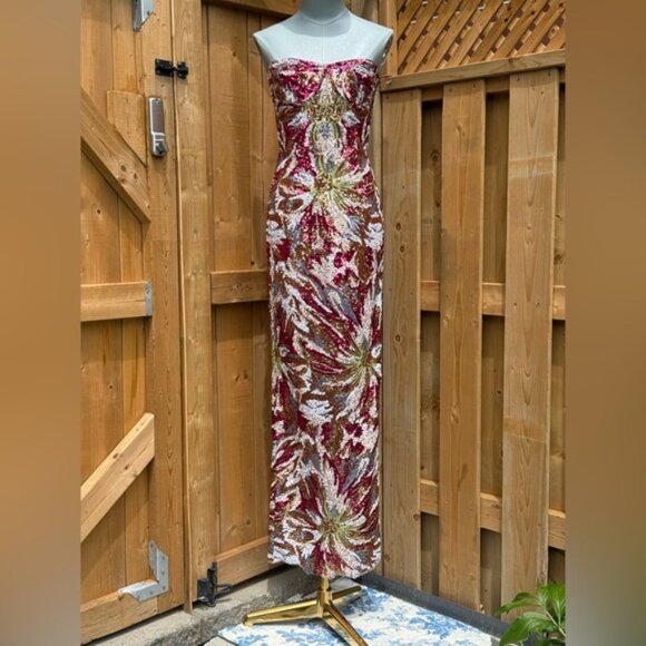🆕 BRONX & BANCO 🧿 NWOT Dahlia Fuchsia Multi Sequin Maxi Dress, Sz XS US 2 - Picture 10 of 15